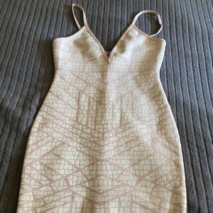 White and beige mini dress